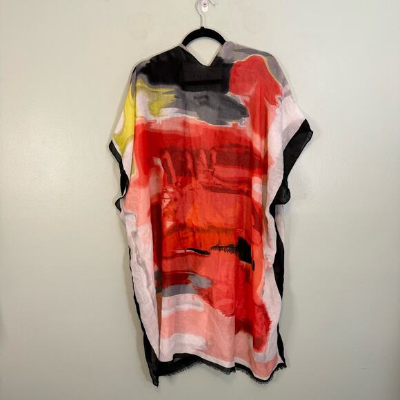 Swimwear Cover Up Womens Kaftan OS Art To Wear Fringes Beach Vacation Summer - Picture 2 of 6